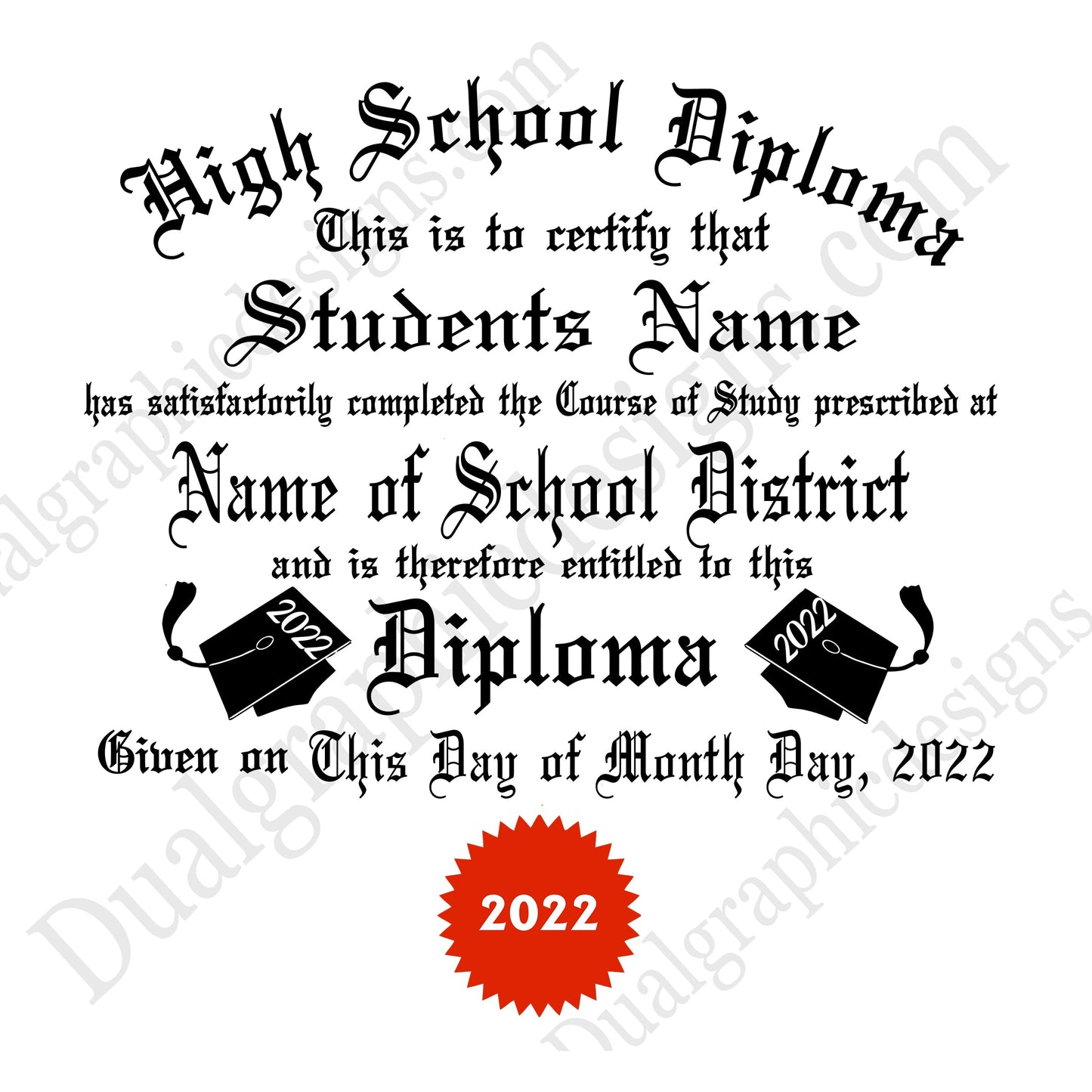2022 Diploma Template Red Seal